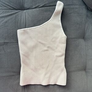 Aritzia Ribbed One-Shoulder Tank Top in Cream